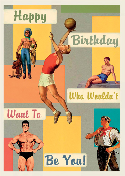 LG08 - Pin Up Hunks Birthday Card