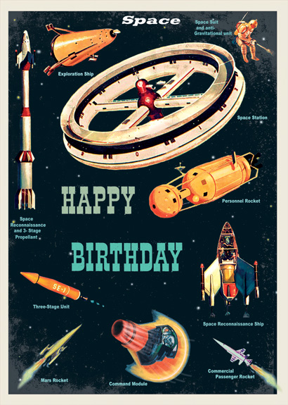 LG10 - Space Transportation Birthday Card - Click Image to Close