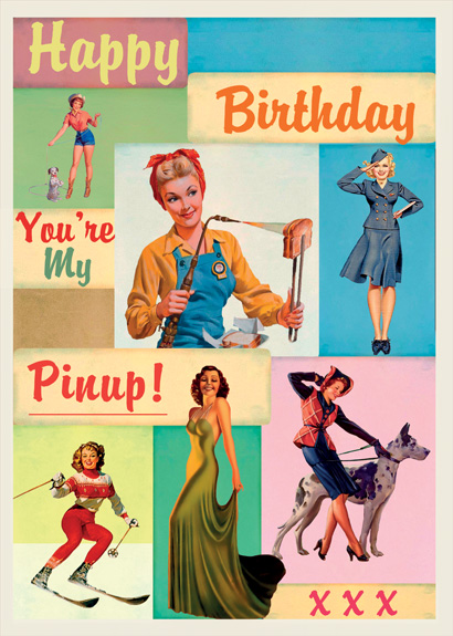 LG12 - Happy Birthday Pin-Up Girls Card - Click Image to Close