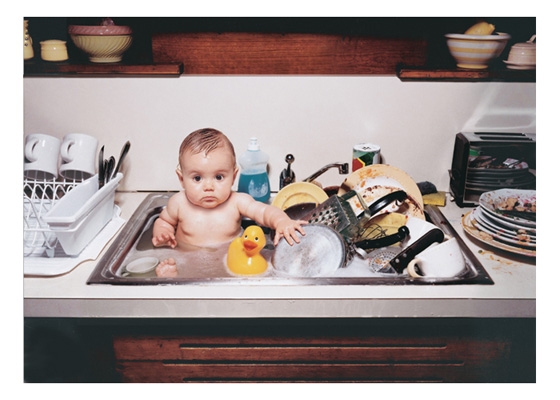 Baby in Sink Greeting Card - Click Image to Close