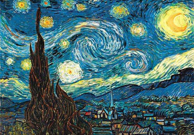 Starry Night by Vincent Van Gogh Greetings Card - Click Image to Close