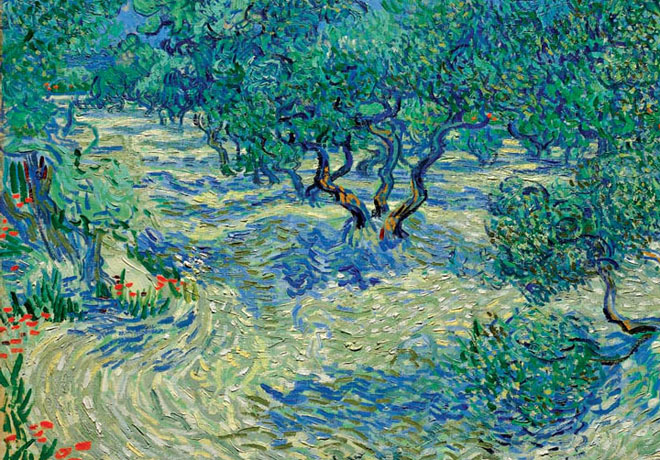 Olive Orchard by Vincent Van Gogh Greetings Card - Click Image to Close