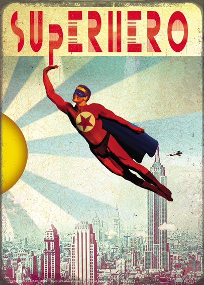 Superhero Man Poster Gift Wrap - Click Image to Close