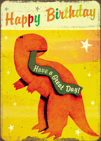 Happy Birthday Dinosaur Greeting Card by Stephen Mackey - Click Image to Close