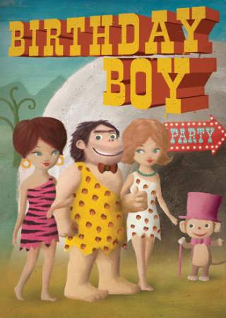 Birthday Boy Cave Party Greeting Card by Stephen Mackey