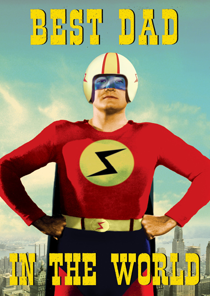 Best Dad in the World Superhero Father's Day Greeting Card - Click Image to Close