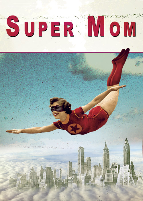 Super Mom Mother's Day Greeting Card by Max Hernn - Click Image to Close