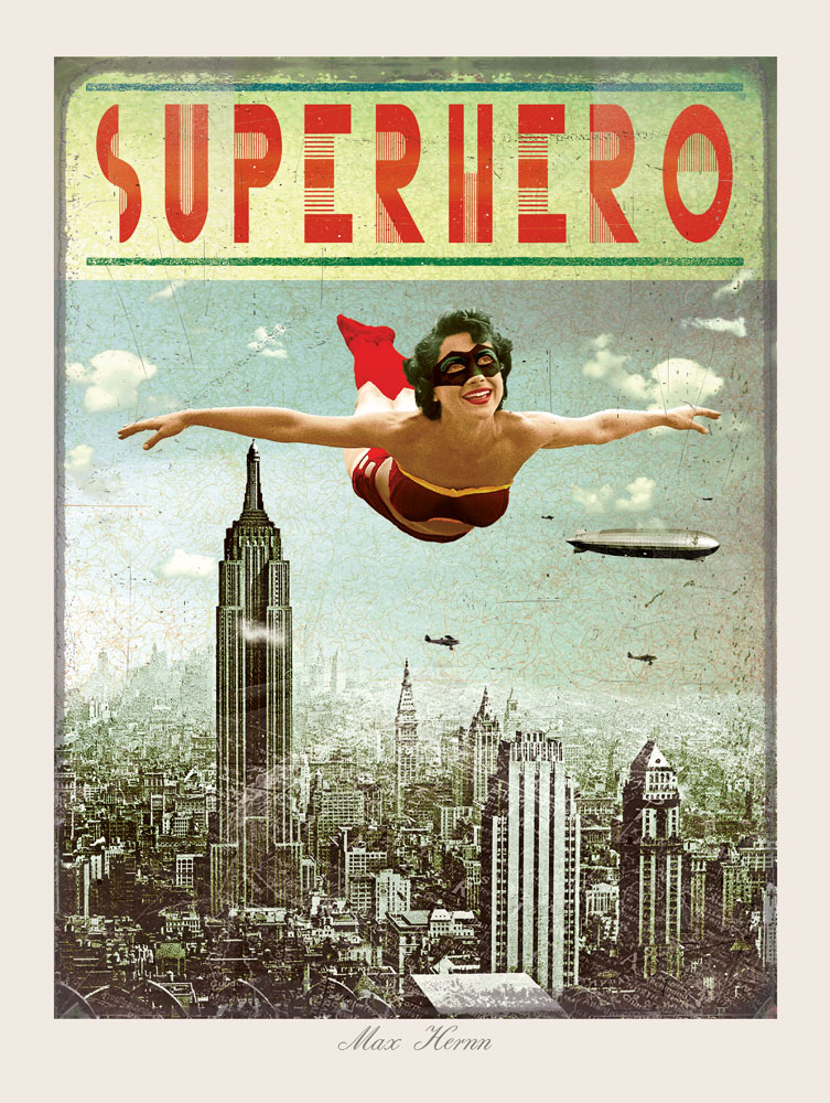 Superhero Girl 40x30 cm Print by Max Hernn