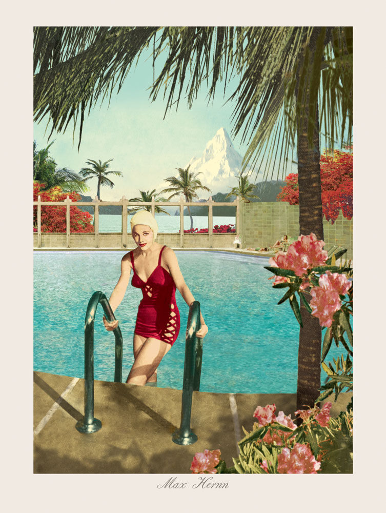 Swimming Pool Girl 40x30 cm Print by Max Hernn - Click Image to Close