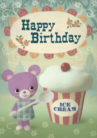 Happy Birthday Ice Cream Mouse Greeting Card by Stephen Mackey - Click Image to Close