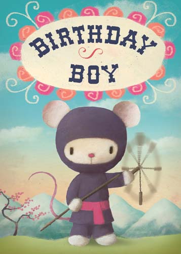 Birthday Boy Ninja Mouse Greeting Card by Stephen Mackey