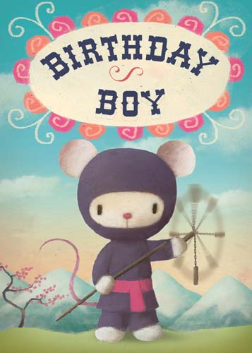 Birthday Boy Ninja Mouse Greeting Card by Stephen Mackey
