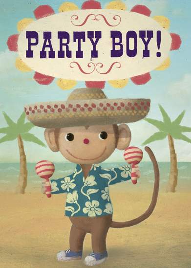 Mexican Monkey Party Boy Greeting Card by Stephen Mackey - Click Image to Close