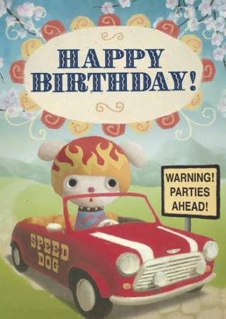 Happy Birthday Speed Dog Greeting Card by Stephen Mackey - Click Image to Close