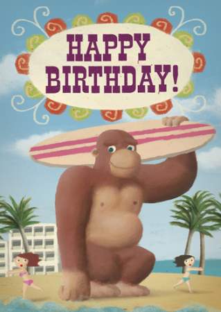 Happy Birthday Ape Greeting Card by Stephen Mackey