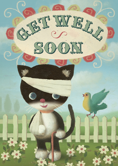 Get Well Soon Cat Greeting Card by Stephen Mackey