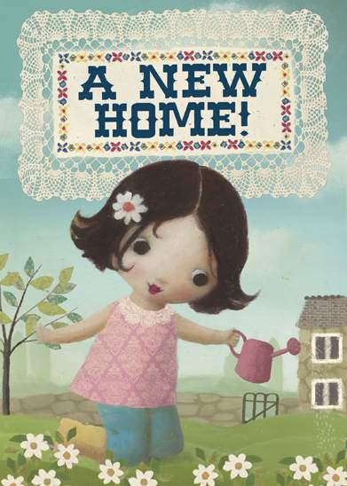 New Home Girl with Watering Can Greeting Card by Stephen Mackey - Click Image to Close