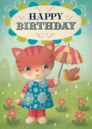 Happy Birthday Cat Greeting Card by Stephen Mackey - Click Image to Close