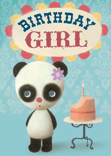 Panda Cake Birthday Girl Greeting Card by Stephen Mackey - Click Image to Close
