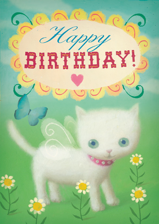 Happy Birthday Fairy Cat Greeting Card by Stephen Mackey - Click Image to Close