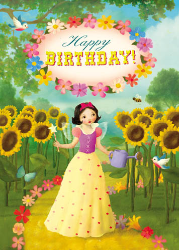 Happy Birthday Sunflower Girl Greeting Card by Stephen Mackey - Click Image to Close