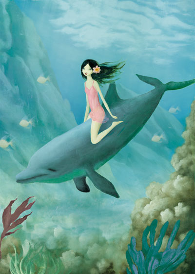 Dolphin Rider Greeting Card by Stephen Mackey