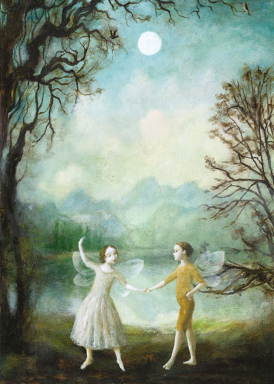 Moonlight Fairy Dance Greeting Card by Stephen Mackey - Click Image to Close
