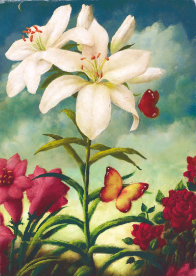 White Flowers Greeting Card by Stephen Mackey - Click Image to Close