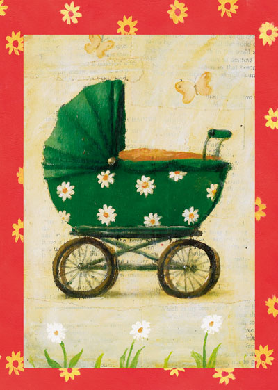 Baby Pram Greeting Card by Stephen Mackey - Click Image to Close