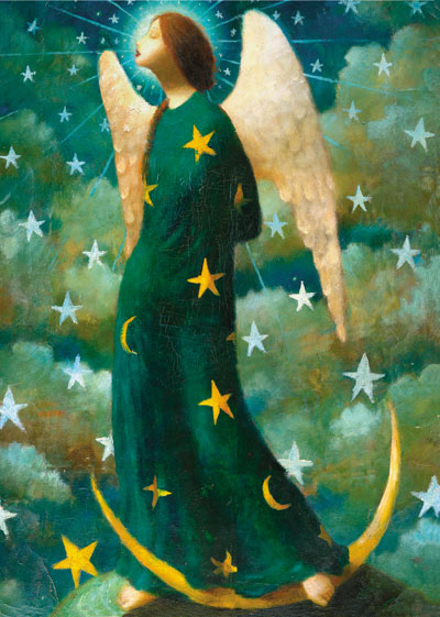Green Angel Greeting Card by Stephen Mackey