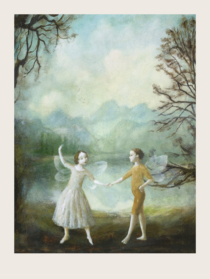 Two Fairies by the Lake 40 x 30cm Print by Stephen Mackey - Click Image to Close