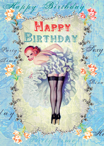 Happy Birthday Can Can Dancer Greeting Card