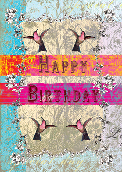 Happy Birthday Hummingbirds Greeting Card