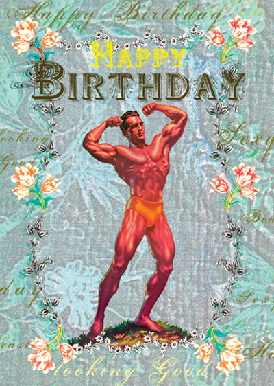 Happy Birthday Muscle Man Greeting Card - Click Image to Close