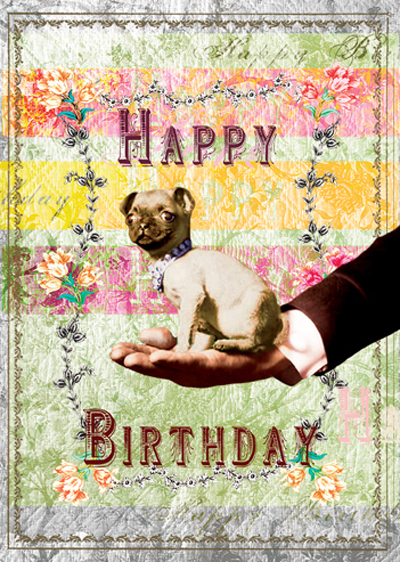 Happy Birthday Pug Dog Greeting Card