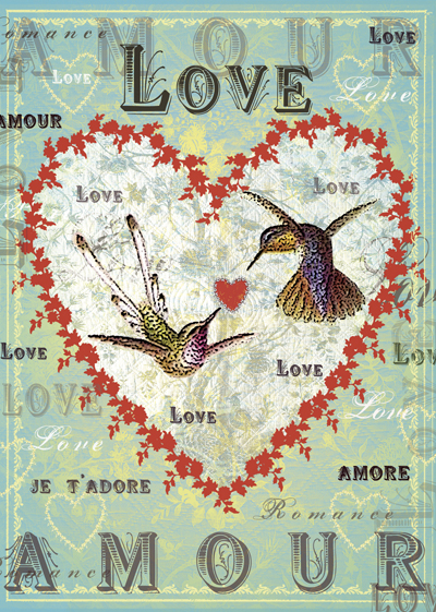 Hummingbirds Love Greeting Card - Click Image to Close