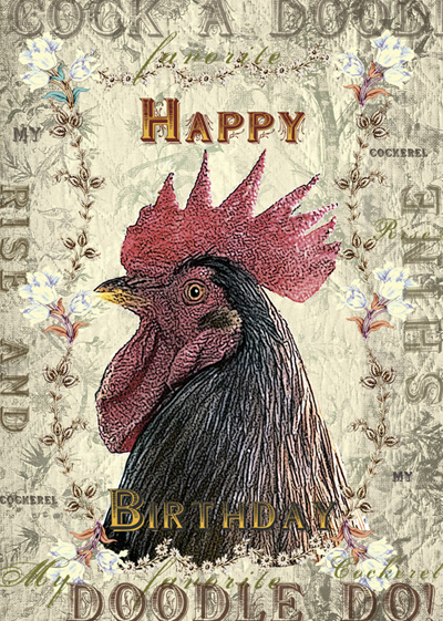 Happy Birthday Cockerel Greeting Card