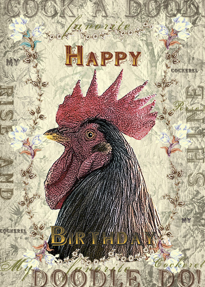 Happy Birthday Cockerel Greeting Card - Click Image to Close