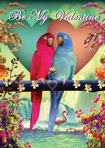 Be My Valentine Parrots Greeting Card - Click Image to Close