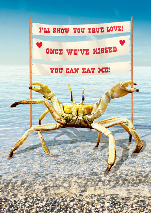 Eat Me! Crab Valentines Greeting Card by Max Hernn