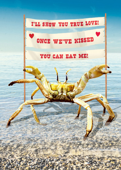 Eat Me! Crab Valentines Greeting Card by Max Hernn - Click Image to Close