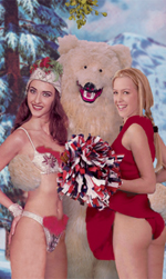 Girls with Bear Christmas Greeting Card by Max Hernn - Click Image to Close