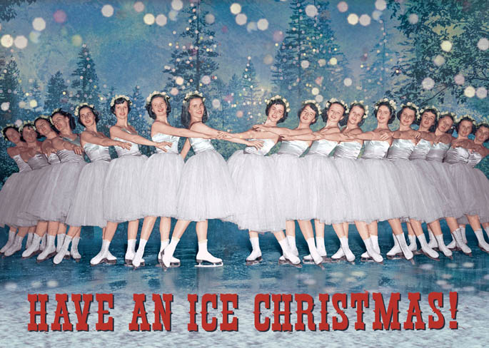 Ice Skaters Christmas Greeting Card by Max Hernn - Click Image to Close