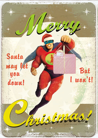Merry Christmas Superhero Pack of 5 Greeting Cards by Max Hernn