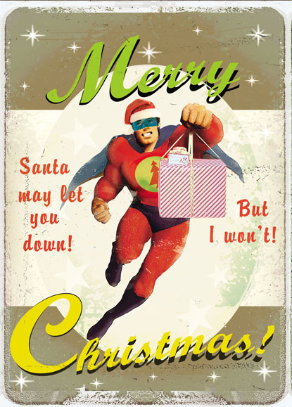 Merry Christmas Superhero Pack of 5 Greeting Cards by Max Hernn - Click Image to Close