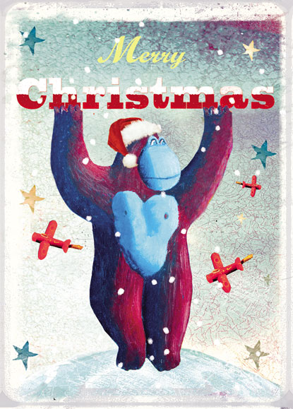 Merry Christmas King Kong Pack of 5 Greeting Cards - Click Image to Close