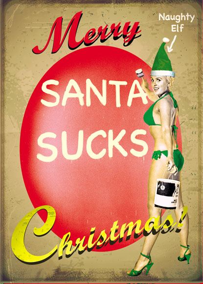 Merry Christmas Santa Sucks Pack of Greeting Cards by Max Hernn