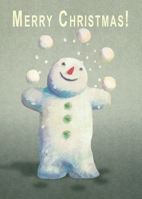 Juggling Snowman Pack of 5 Christmas Greeting Cards by Max Hernn - Click Image to Close