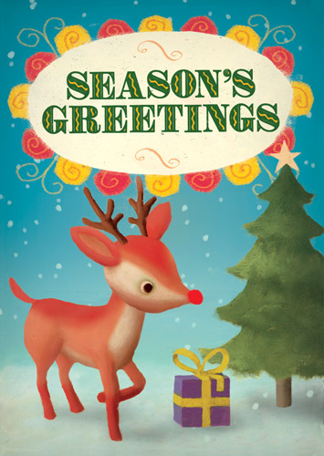 Rudolph Reindeer Pack of 5 Christmas Cards by Stephen Mackey