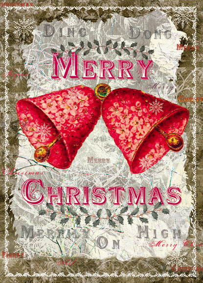 Merry Christmas Bells Pack of 5 Greeting Cards - Click Image to Close